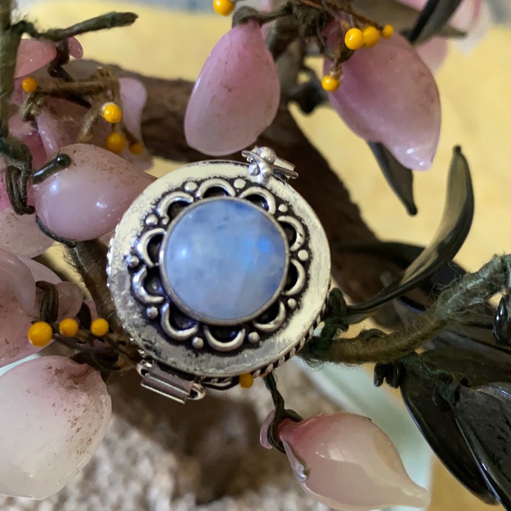 Vintage 925 moonstone poison ring